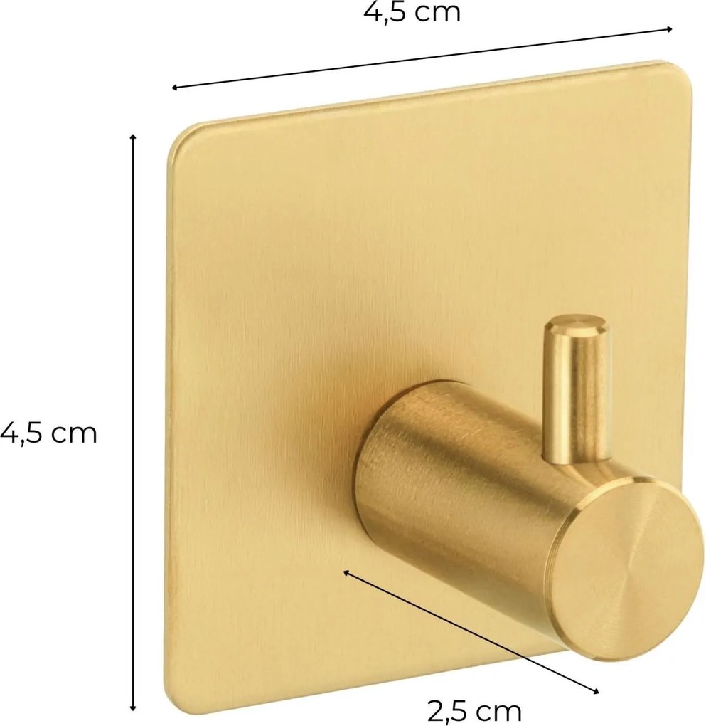 Erga Pad, samolepiace háčiky na uteráky bez vŕtania, 4ks, 4,5×4,5 cm, zlatá matná, ERG-YKA-CH.PAD4-GLD