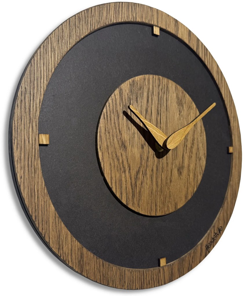 Dekorstudio Drevené hodiny na stenu Oak Flow - hnedé 30cm