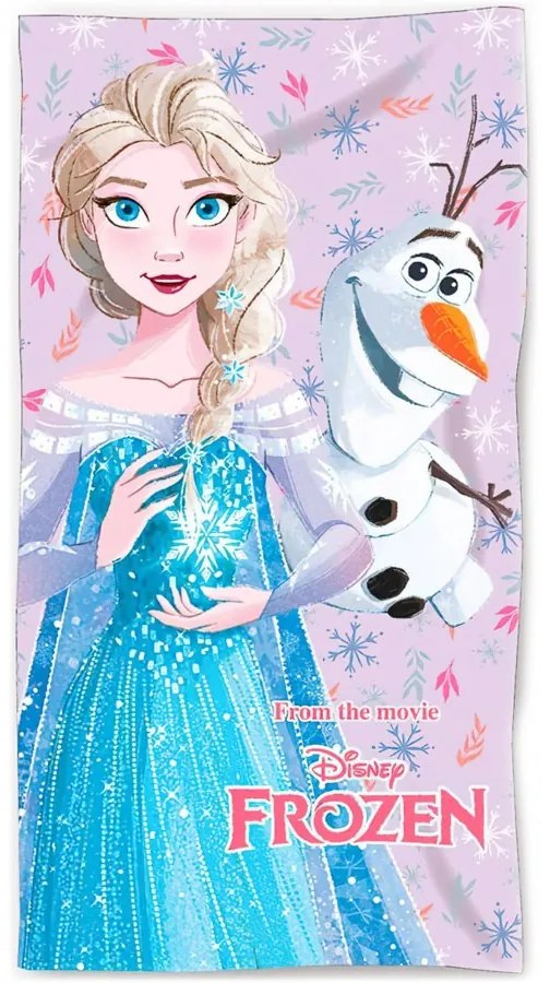 Bavlnená plážová osuška Ľadové kráľovstvo - Frozen - motív Elsa a Olaf - 100% bavlna - 70 x 140 cm