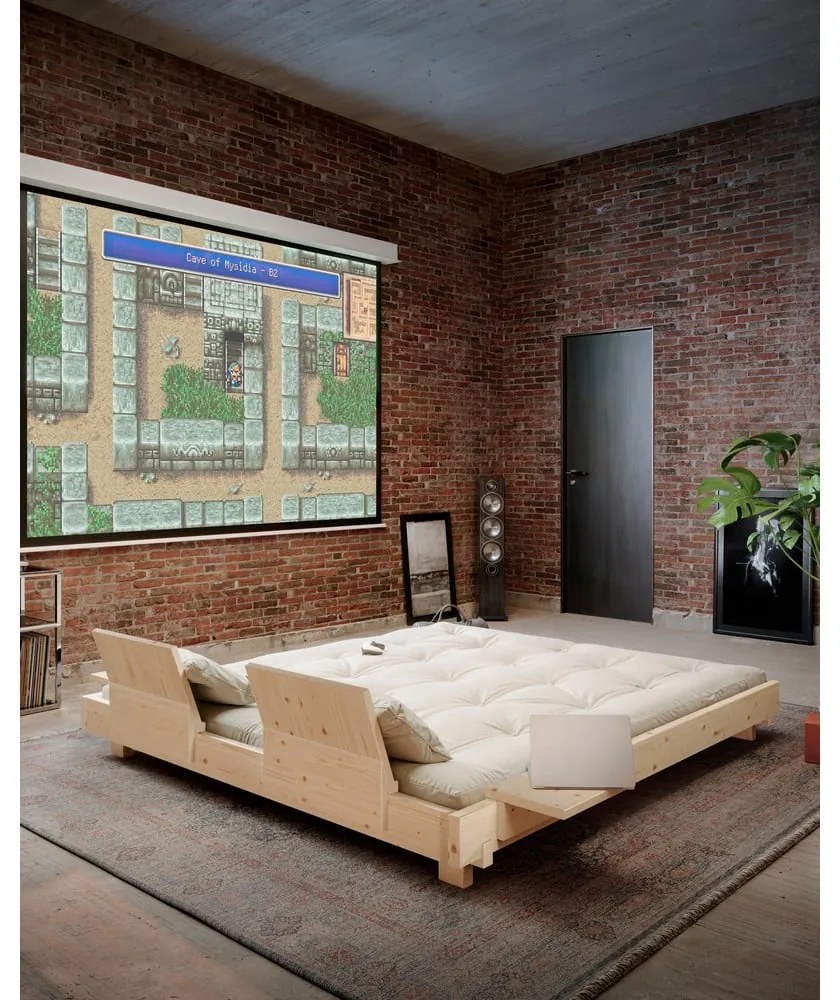 Hnedá dvojlôžková posteľ z borovicového dreva s roštom 160x200 cm Social – Karup Design