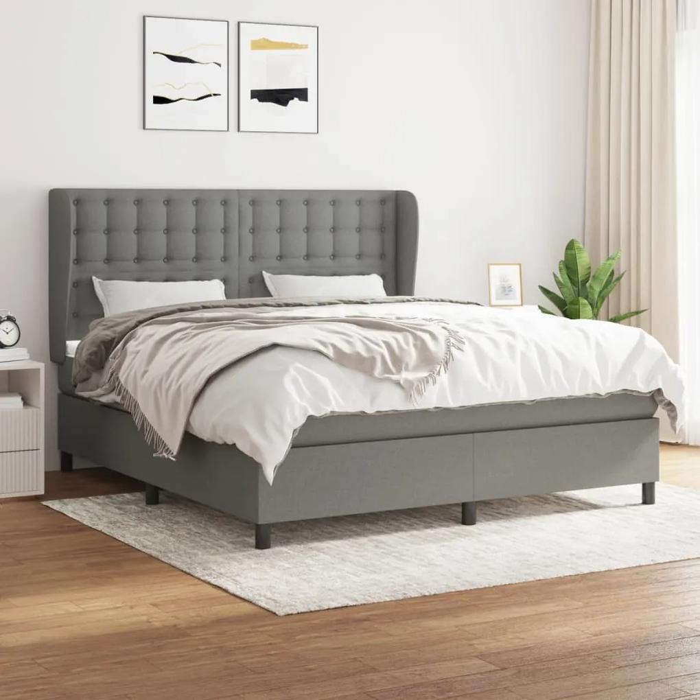 Boxspring posteľ s matracom tmavosivá 160x200 cm látka 3128294