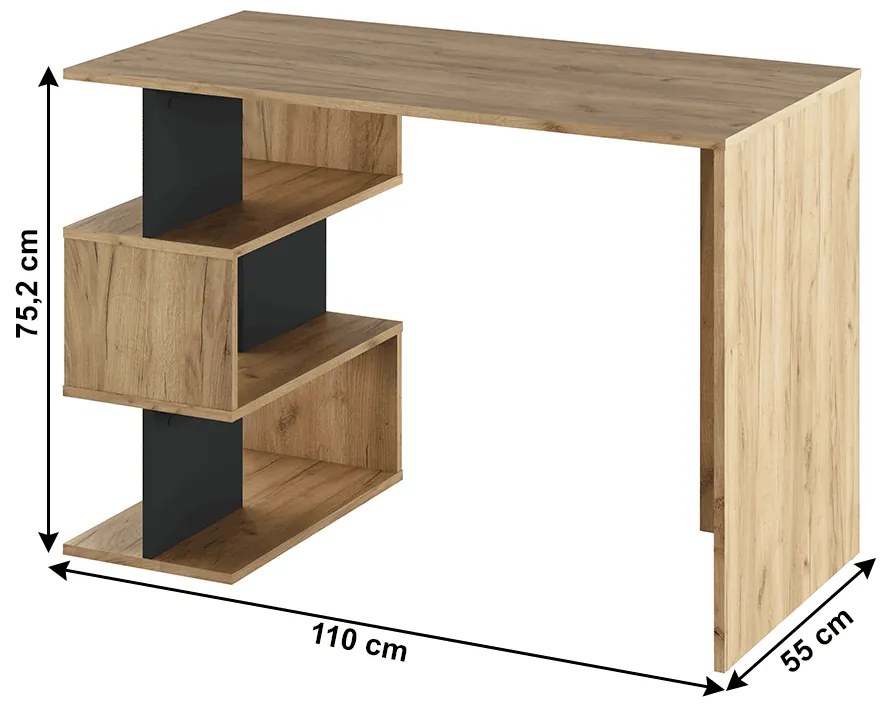 Kondela PC stôl, dub artisan/grafit, ABES