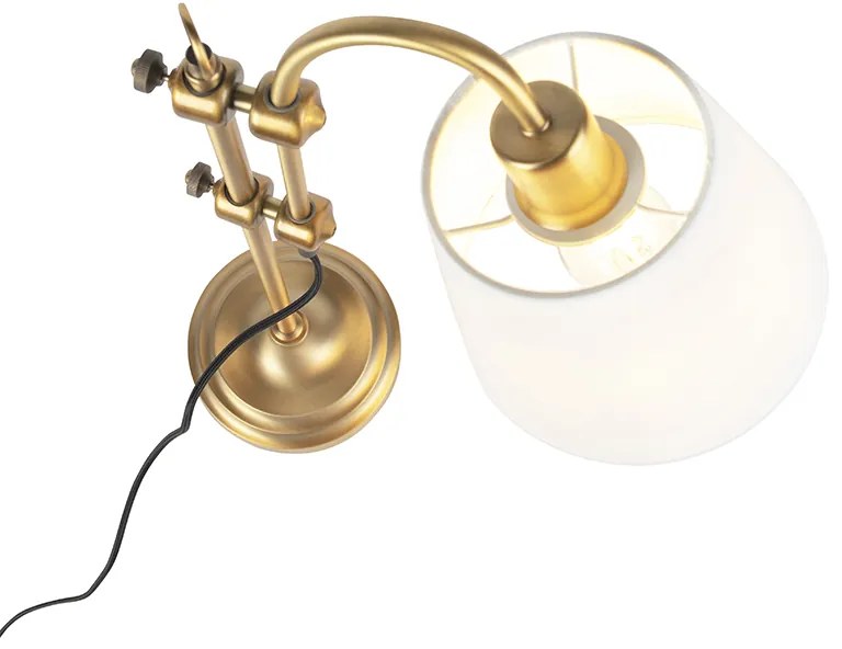 Klasická stolná lampa bronzová s bielym tienidlom - Ashley