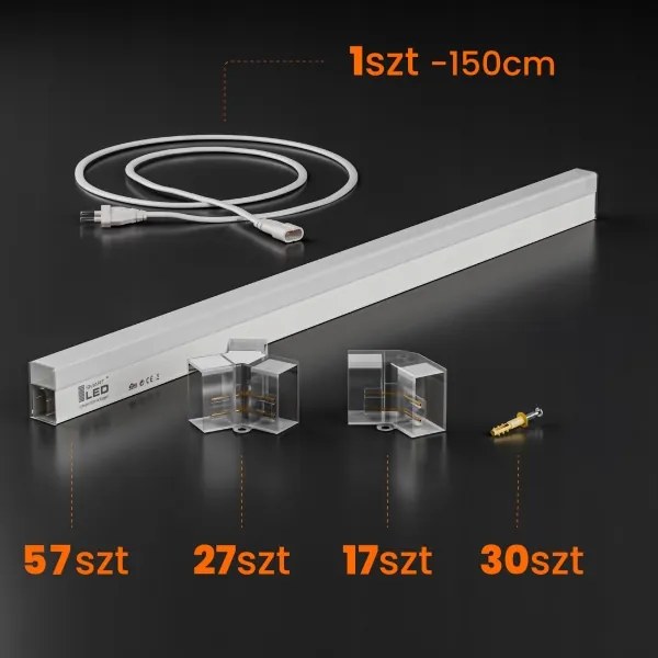 LED stropné svietidlo LED/426W/85-265V 6500K 484x243 cm CRI 90 IP54 biela