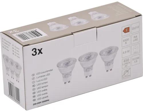LED žiarovka PAR16/PAR51 GU10 / 4,9 W ( 64 W ) 450 lm 6500 K číra bal. - 3 ks