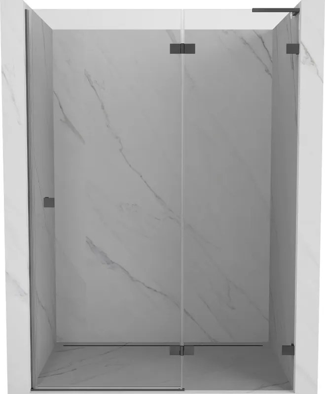 Mexen, Mexen Lunar L Otočné pravé sprchové dvere 135 cm, transparentné, pištoľový kov - 834L-135-000-95-00-P