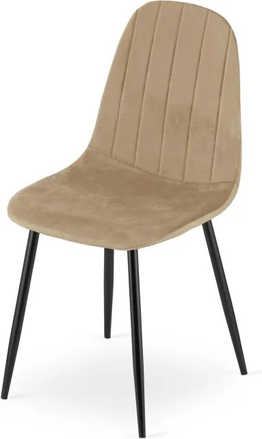 Set troch jedálenských stoličiek PADVA zamatové hnedé / čierne nohy (3 ks)