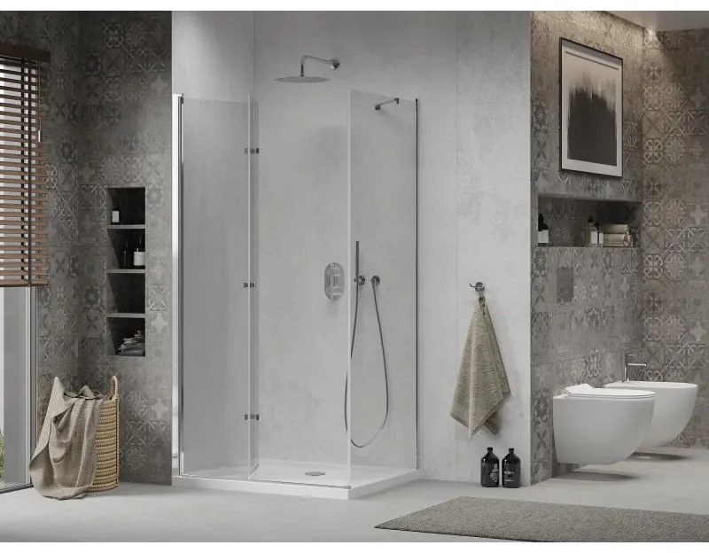 Mexen Lima sprchovací kút 80x70cm, 6mm sklo, chrómový profil - číre sklo + Slim sprchová vanička - 856-080-070-00-00-4010