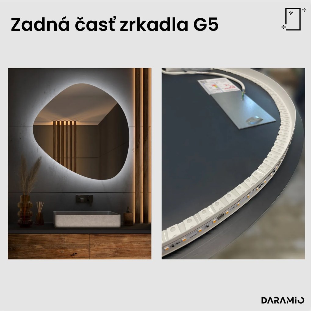 Zrkadlo v tvare kamienka s LED osvetlením G5