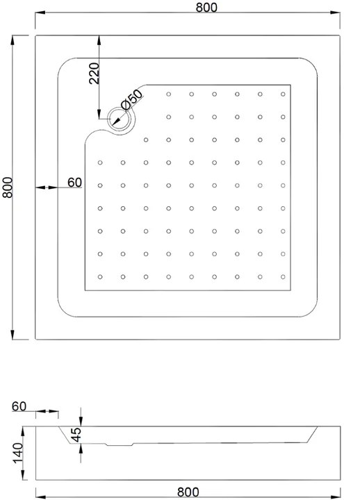 Mexen Rio, štvorcový sprchovací kút s posuvnými dverami 80 (dvere) x 80 (dvere) x 190 cm, 5mm číre sklo s pásikmi, zlatý profil + biela sprchová vanička RIO, 860-080-080-50-20-4510