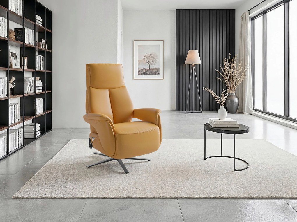 XXXLutz RELAXAČNÉ KRESLO, koža, kari žltá Sit & More - Online Only obývacie izby - 0001440358F8