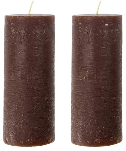 House Doctor Sviečka Pillar Rustic Cognac 15 cm - set 2 ks