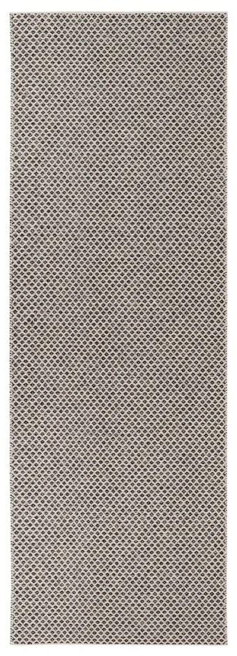 Krémovo-čierny behúň vhodný do exteriéru Narma Diby, 70 × 200 cm