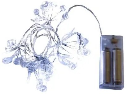 DECOLED LED světelný řetěz na baterie, krystalky, ledově bílá, 10 diod, 1,3 m