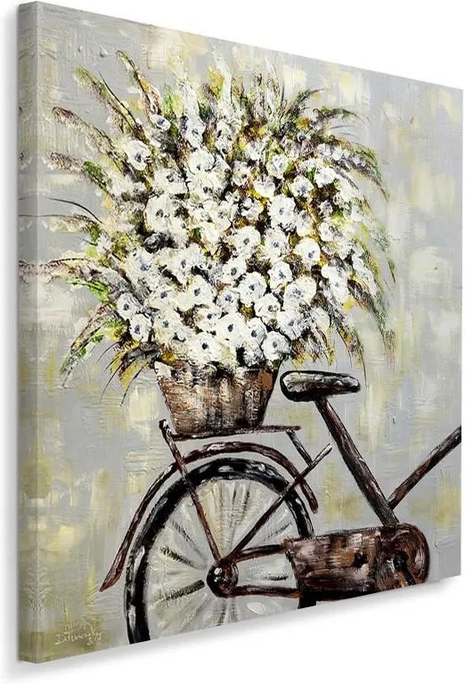CARO Obraz na plátne - Flowers On A Bike 20x20 cm