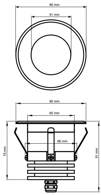 Svetlo do parnej sauny LED RGB farebné Ø 90mm