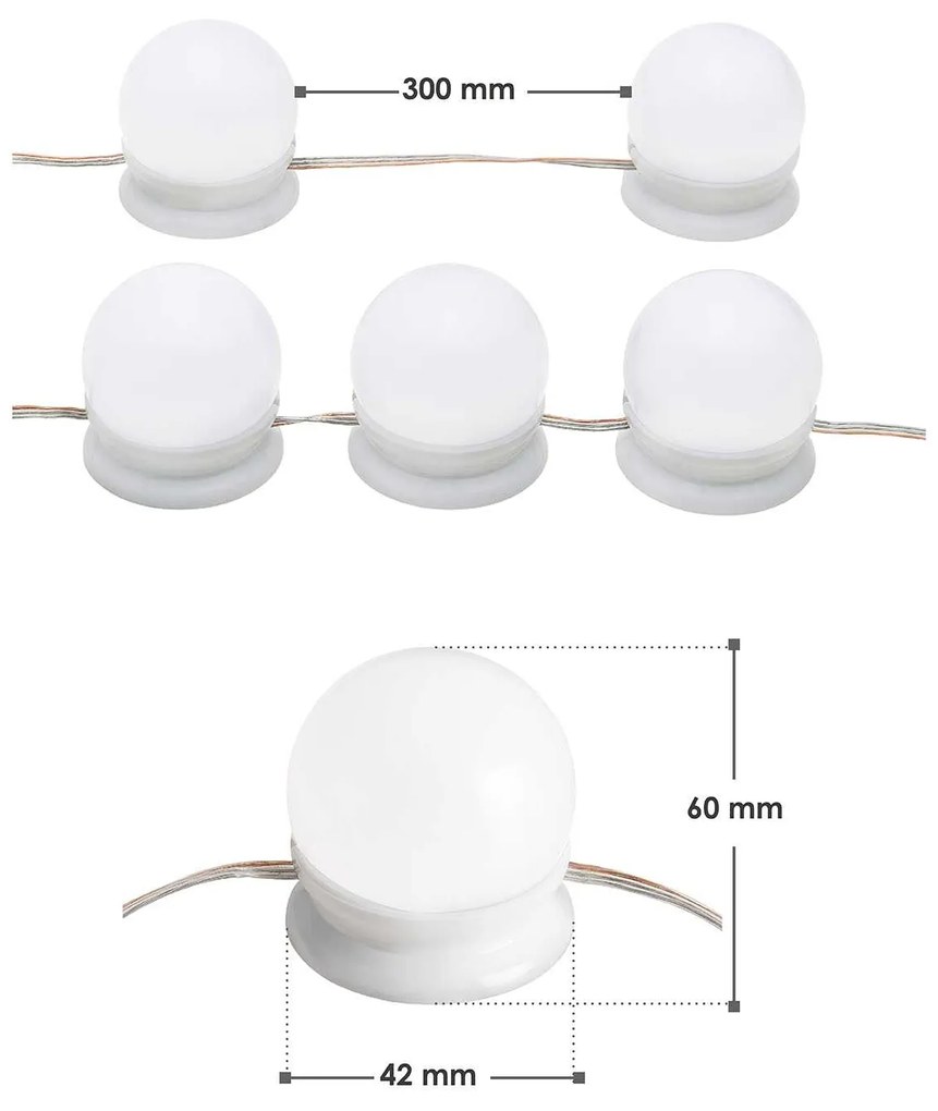 Svetelná reťaz na toaletný stolík s 10 LED a USB