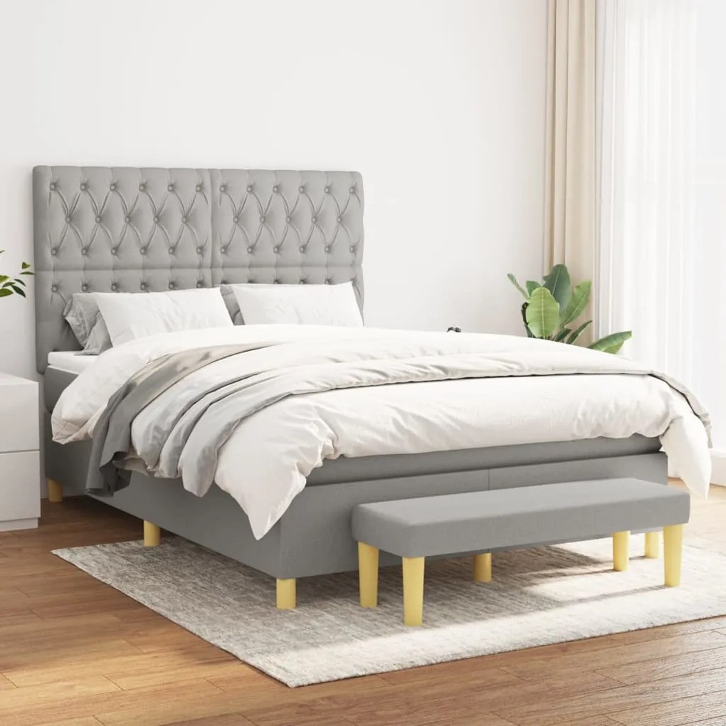 Boxspring posteľ s matracom bledosivý 140x190 cm látka 3137389