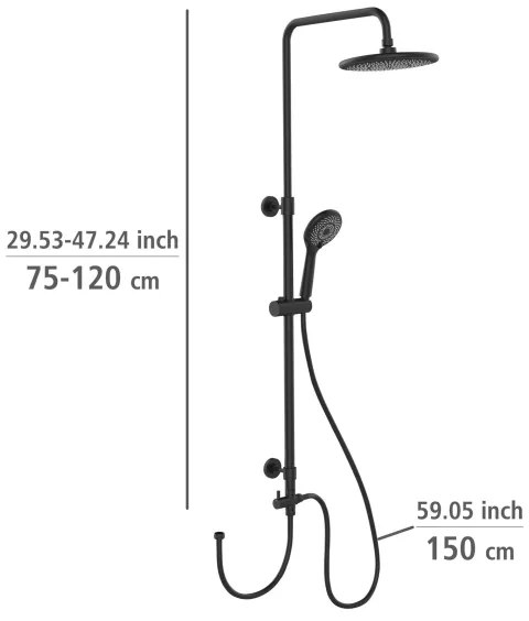 WENKO 25311100 - Sprchový set WATERSAVING SYSTEM 120 cm čierny