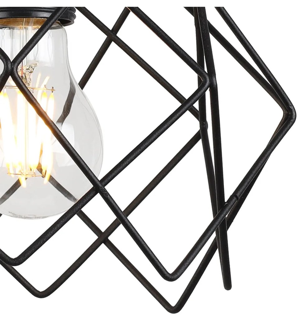 Závesné svietidlo Stella, 2x čierne drôtené tienidlo