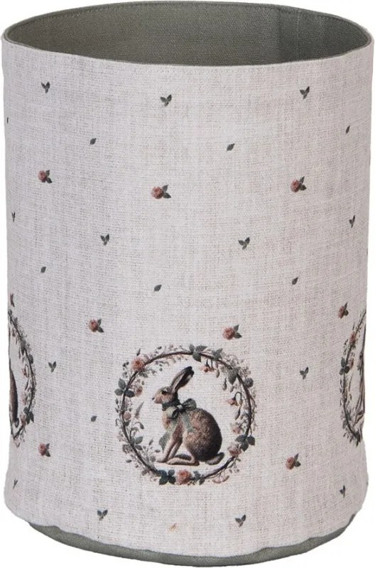 Bavlnený košík na pečivo so zajacom Natural Linen Easter - Ø 15*16 cm