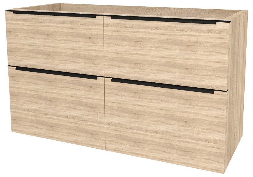 Mereo, Mereo Mailo, kúpeľňová skrinka 121 cm, čierne madlo, Multidecor, Dub Bardolino, MER-CN593SBDBAR