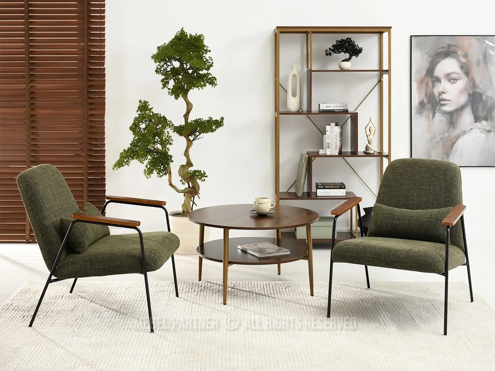 Kreslo Elba (zelená + orech). Akcia -20%. Vlastná spoľahlivá doprava až k Vám domov. 1110002