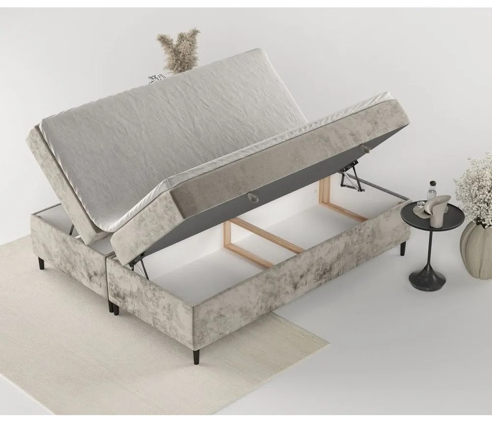 Svetlohnedá boxspring posteľ s úložným priestorom 200x200 cm Araya – Maison de Rêve