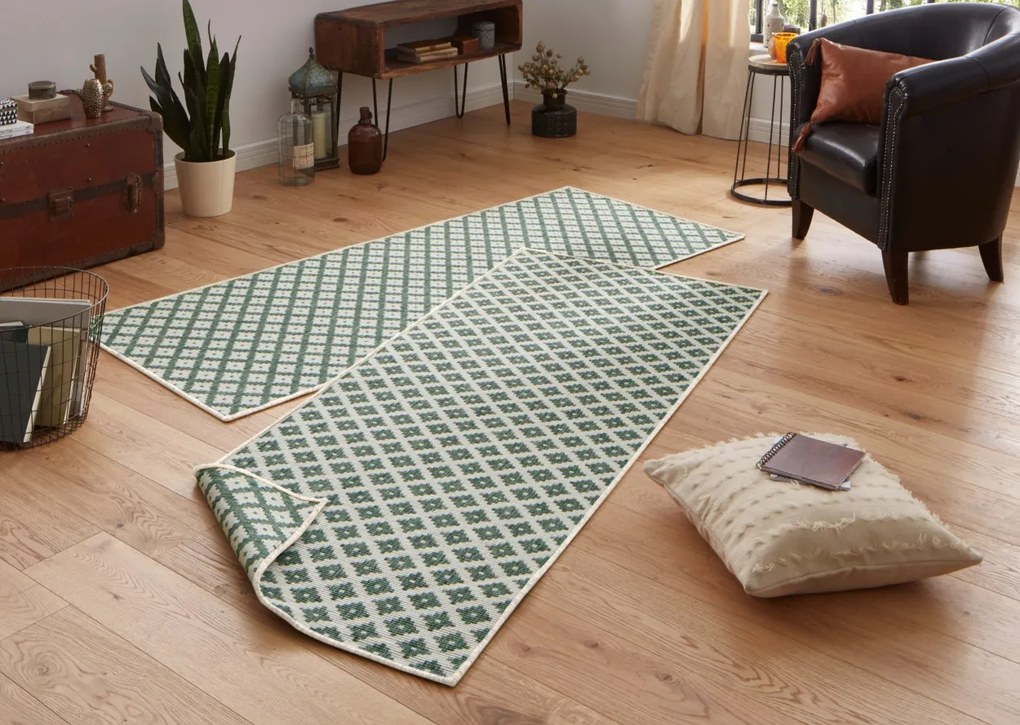 NORTHRUGS - Hanse Home koberce Kusový koberec Twin-Wendeteppiche 103125 grün creme – na von aj na doma - 160x230 cm