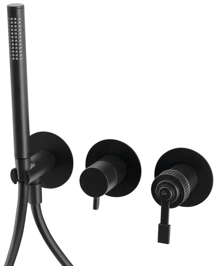 Sapho Sapho, VERSI podomietková sprchová/vaňová batéria, ručná sprcha, 2 výstupy, čierna mat, RV052/15
