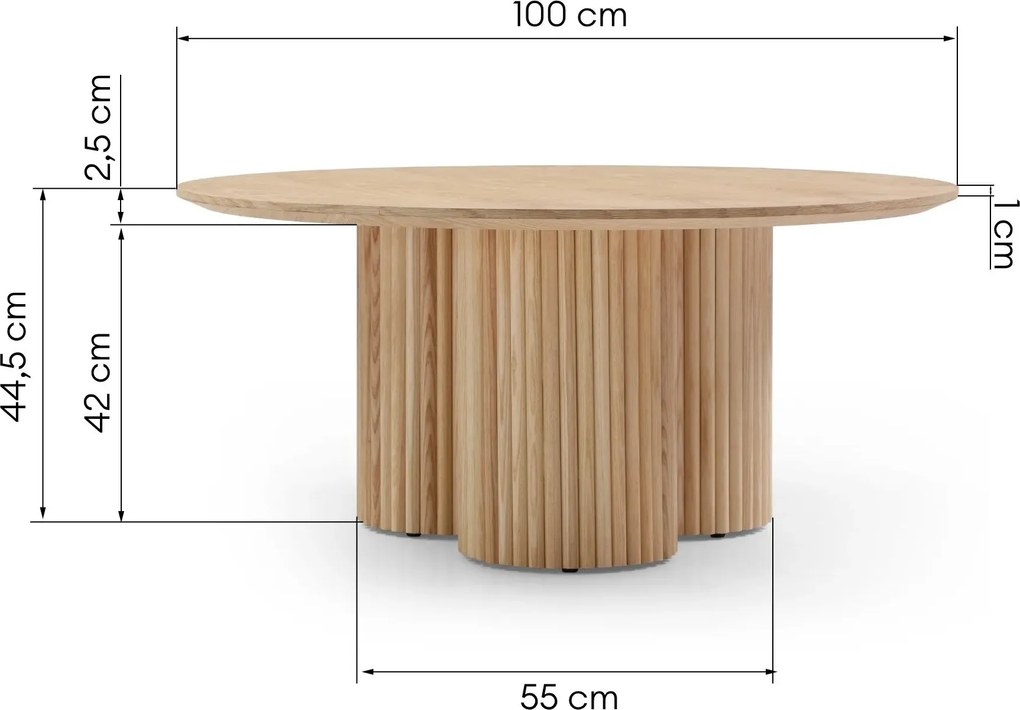 Okrúhly konferenčný stolík Vesby 100 cm dub prírodný/jaseň