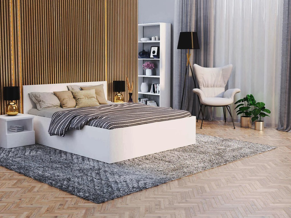 GL Manželská posteľ s úložným priestorom Buster - biela Rozmer: 160x200