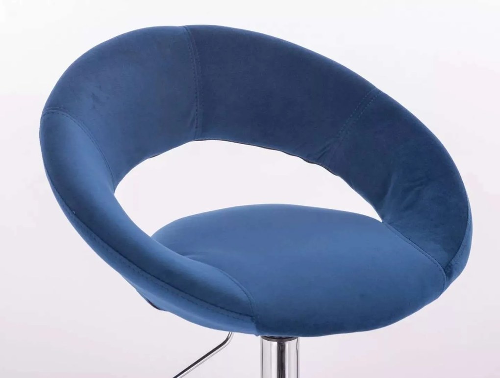 LuxuryForm DESIGN Stolička NAPOLI VELUR na striebornej podstave s kolieskami - modrá
