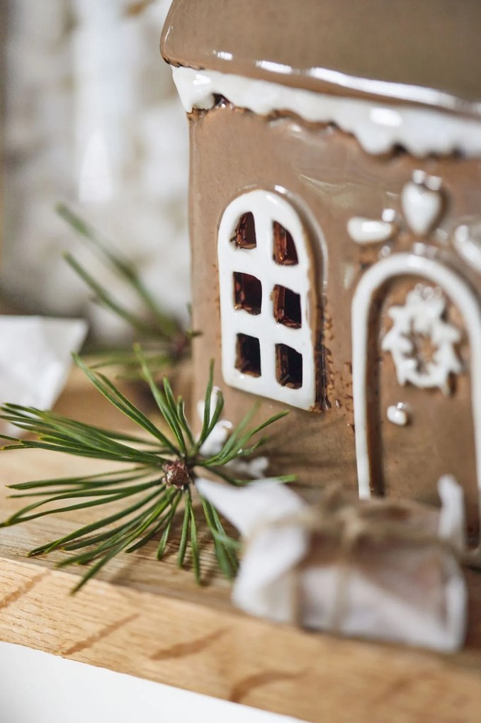 IB LAURSEN Keramický svietnik Stillenat Gingerbread Door Wreath