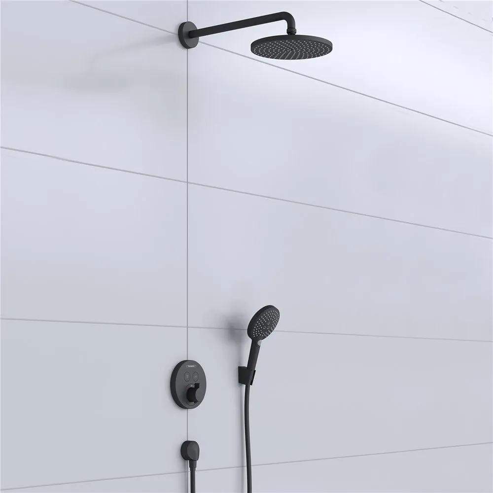 HANSGROHE Raindance S sprchový systém pod omietku s termostatom ShowerSelect S, horná sprcha 1jet PowderRain priemer 240 mm, ručná sprcha 3jet, matná čierna, 27959670