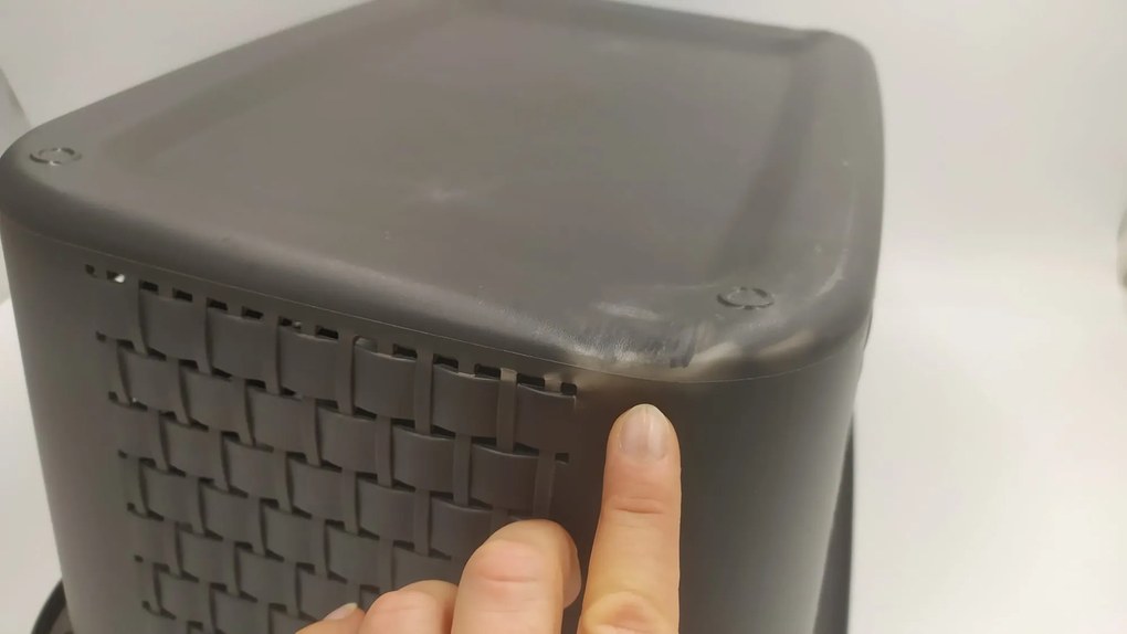 Rotho 2. akosť - Kôš na bielizeň / úložný kôš, kôš na prádlo, RATAN, 22l, antracit