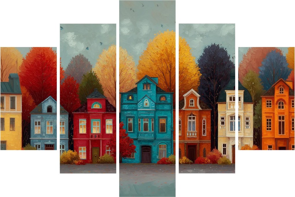 Obraz - Maľované jesenné mesto (150x105 cm)