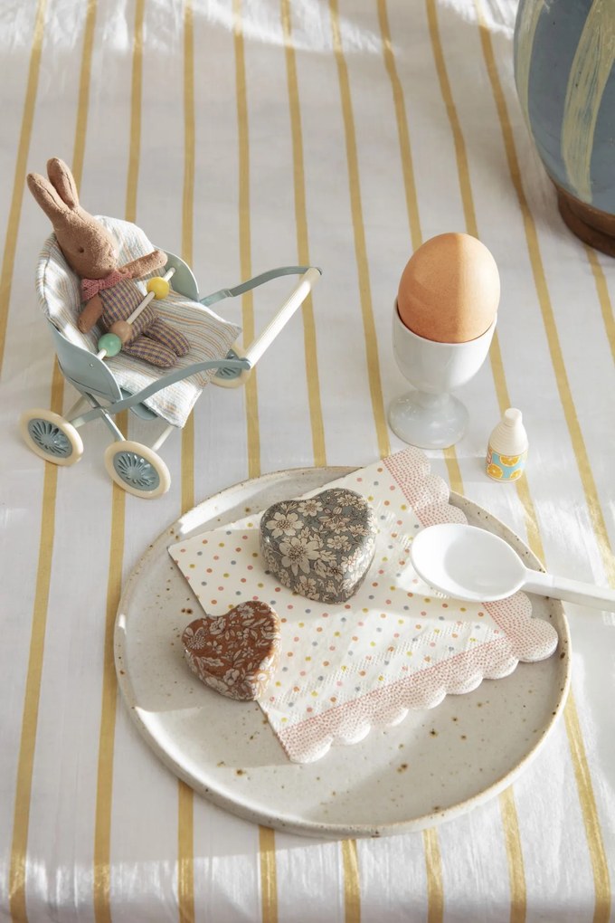 Maileg Plechová mini krabička Heart Blue/Ocher Blossom – set 2 ks