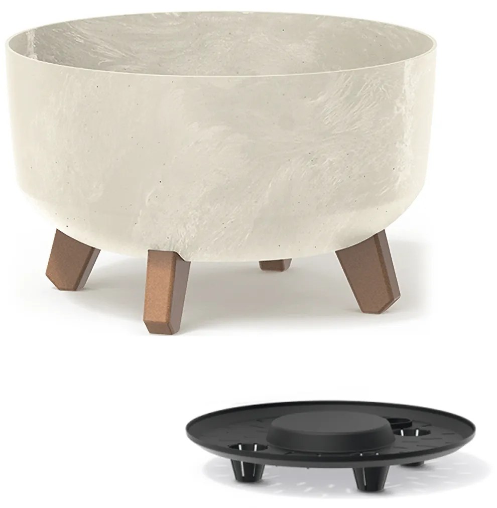 Plastový kvetináč na nožičkách DGRL300LE 28,5 cm - krémová