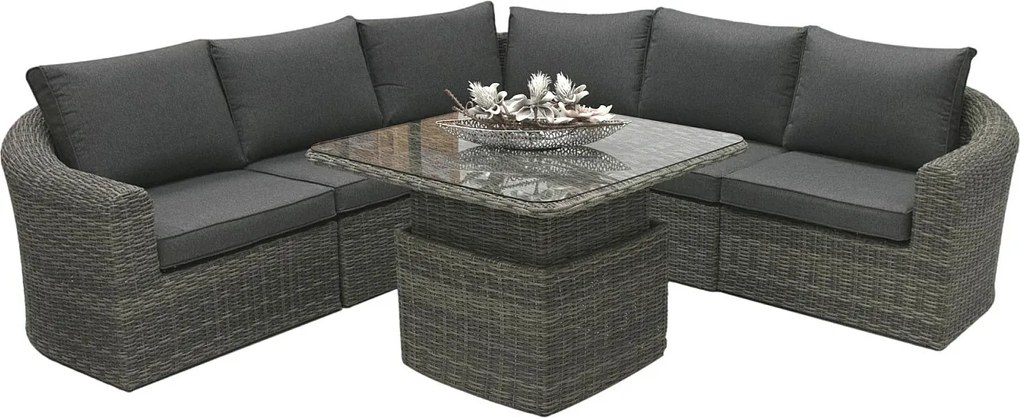 DEOKORK Ratanová modulová zostava BORNEO LUXURY pre 5 osôb (sivá)