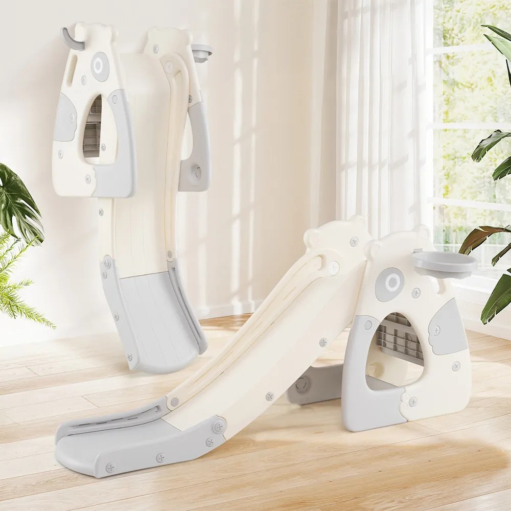 Skladacia šmýkačka s basketbalovým košom a krúžkami