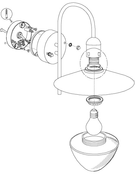 Eglo 97285 - Vonkajšie nástenné svietidlo SIRMIONE 1xE27/60W/230V