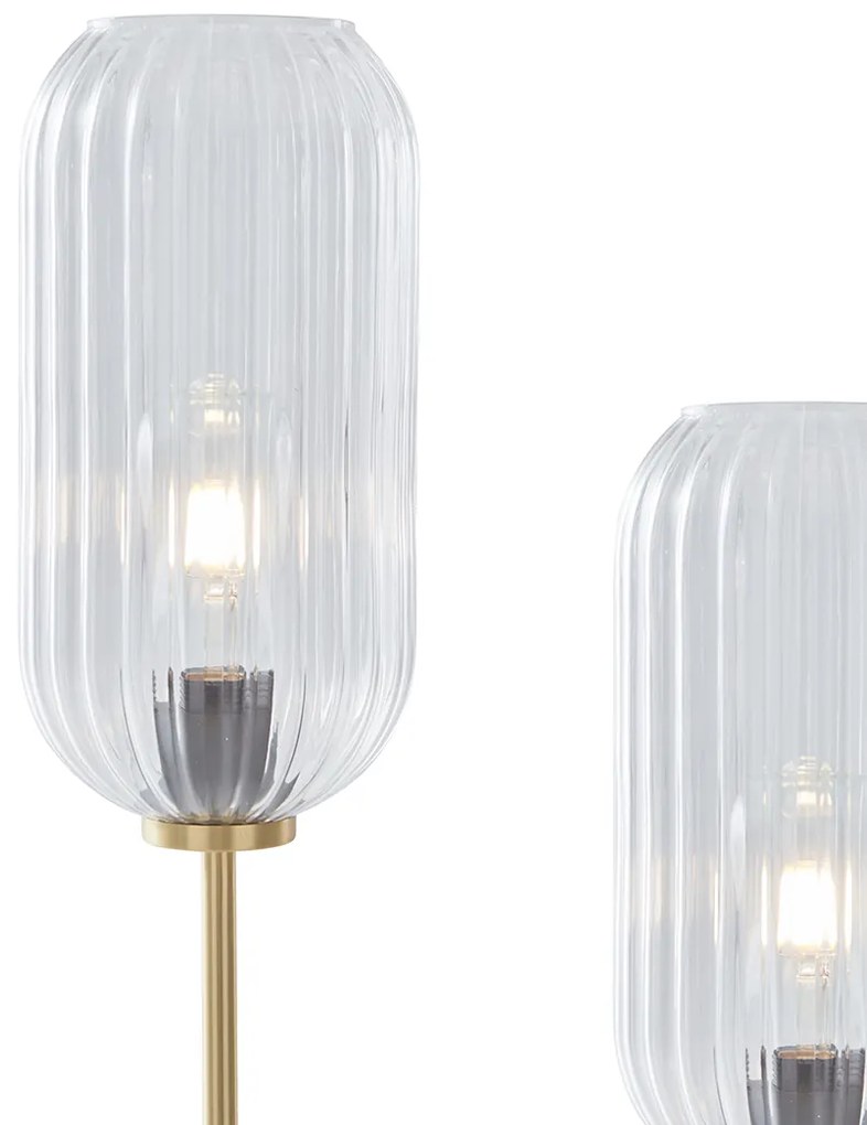 Stojaca lampa v štýle Art Deco mosadz s čírym sklom 2-svetlo - Rid