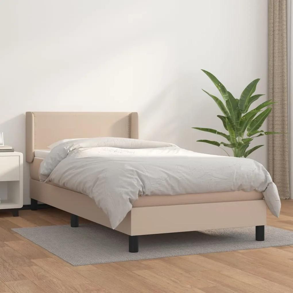 Boxspring posteľ s matracom kapučínová 100x200 cm umelá koža 3130708