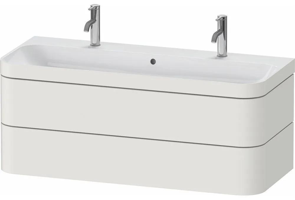 DURAVIT Happy D.2 Plus c-bonded závesná skrinka s nábytkovým umývadlom s dvomi otvormi, 2 zásuvky, 1175 x 490 x 480 mm, nordická biela matná lakovaná, HP4640O39390000