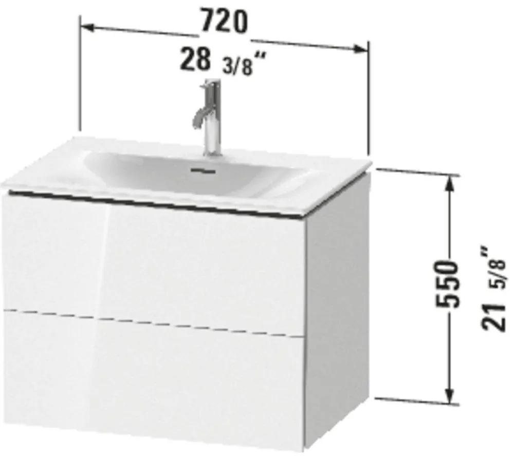 DURAVIT L-Cube závesná skrinka pod umývadlo, 2 zásuvky, 720 x 481 x 550 mm, biela vysoký lesk, LC630602222