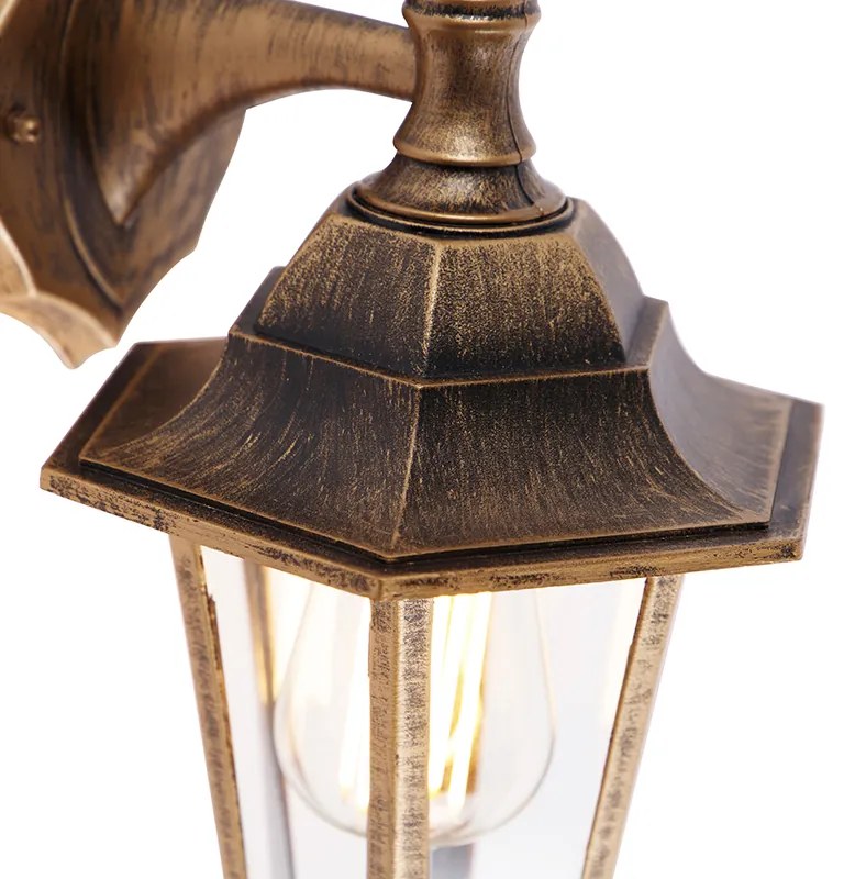 Antická vonkajšia nástenná lampa zlatá IP44 - New Haven