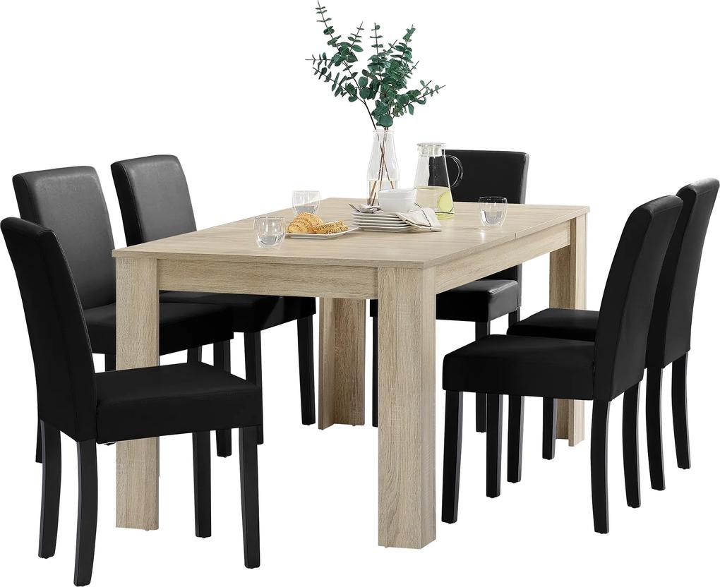 [en.casa]® Rustikálny dubový jedálenský stôl HTFU-2338 so 6 stoličkami HTMY-9706