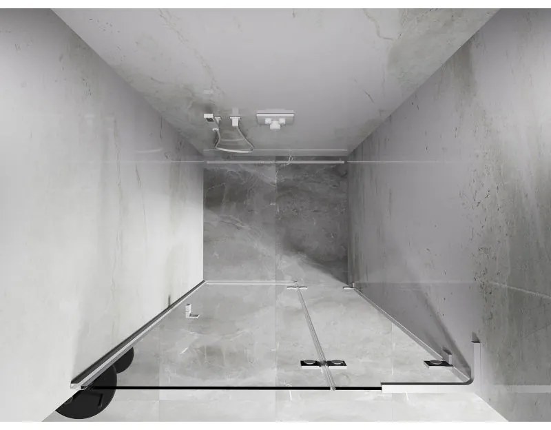 Mexen Lunar L, Otočné pravé sprchové dvere 115 cm, 8mm číre sklo, biely profil, 834L-115-000-20-00-P