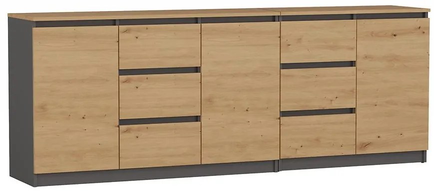 Komoda Costa 1d3s 2d3s Antracit/Artisan